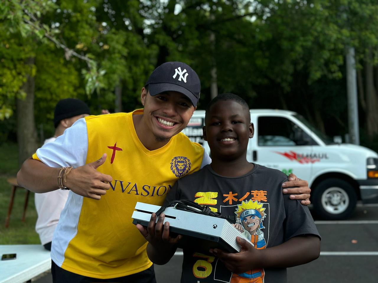 Kids receiving gifts